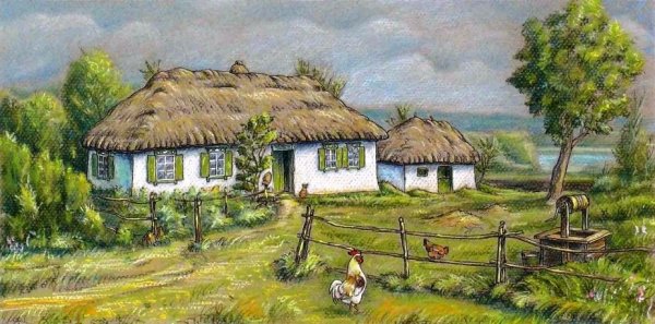 Казачий курень с соломенной крышей