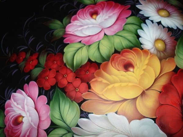 Цветы в росписи Жостово