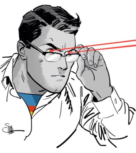 Супермен стреляет лазером из глаз