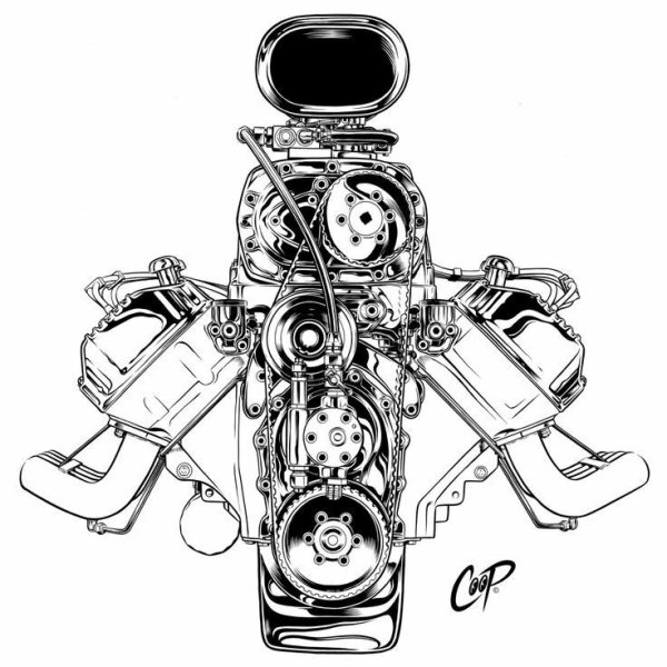 Hemi 402 рисунок двигателя
