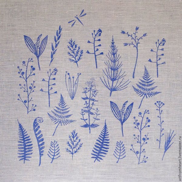 Кубовая набойка растениями