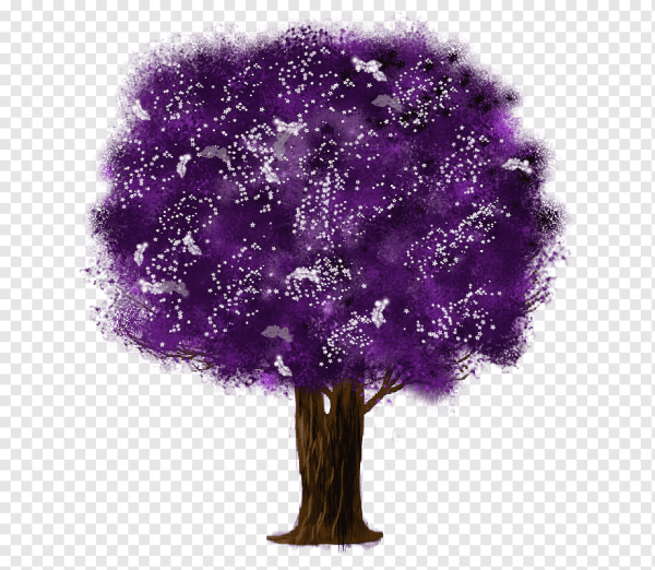 Фиолетовое дерево на прозрачном фоне