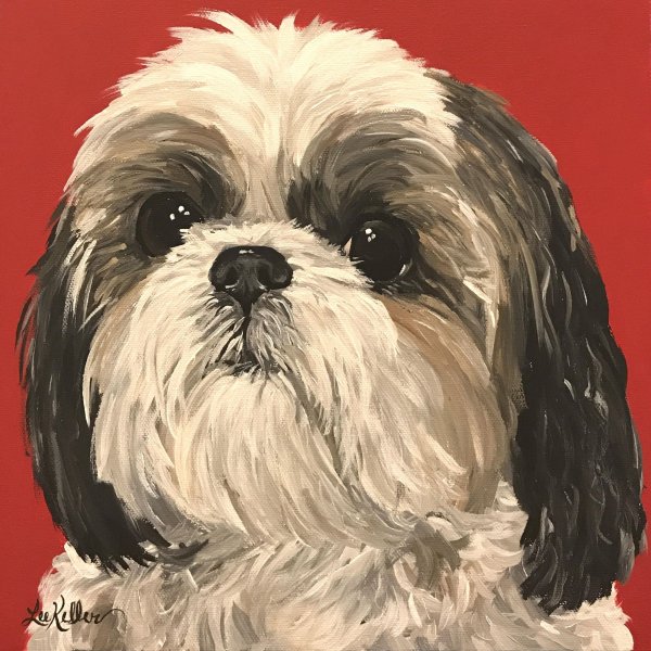 Китайская живопись собаки ши тцу