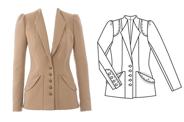 Приталенный жакет эскиз