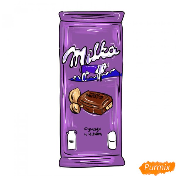 Нарисовать шоколадку Милка