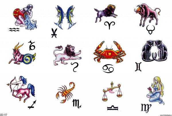 Знаки зодиака черно белые