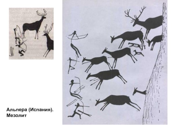 Сцена охоты Испания мезолит