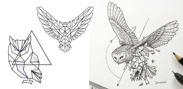 Сова из геометрических фигур