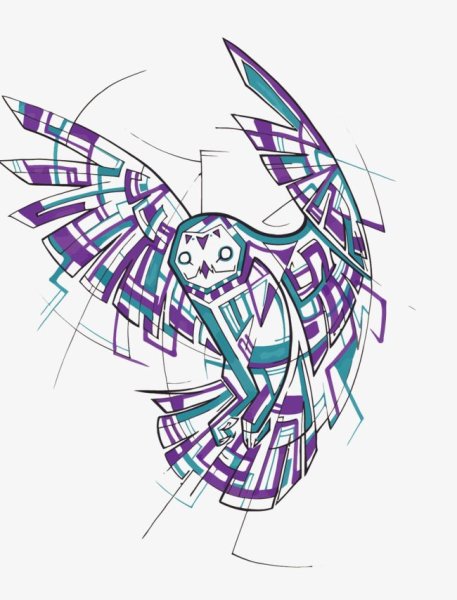 Тату Сова лайнворк