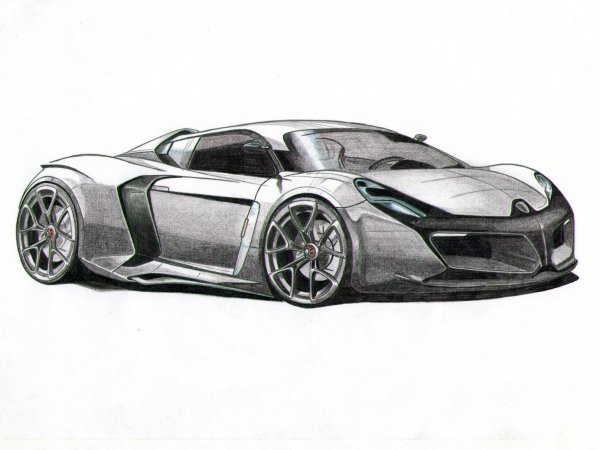 Спортивные машины карандашом