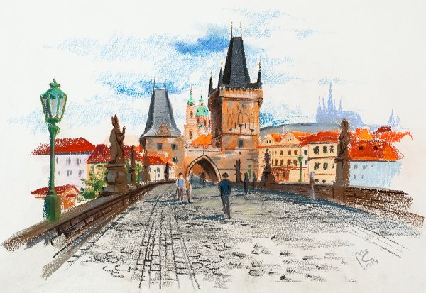 Городской пейзаж пастель Прага