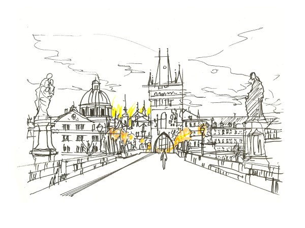 Прага Карлов мост скетч