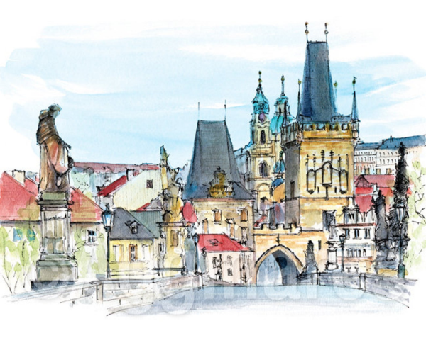 Акварели Чехии "Градчаны"