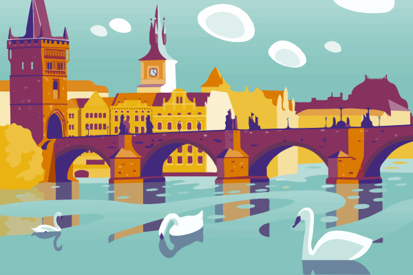 Прага Карлов мост рисунок