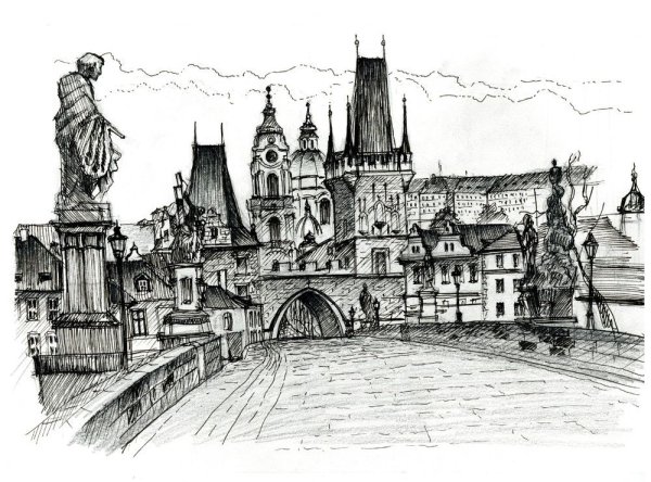 Прага Карлов мост скетч