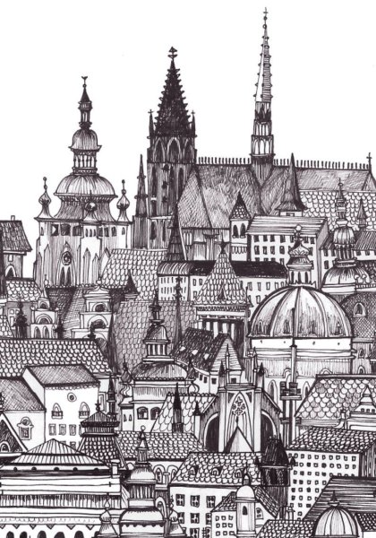 Прага город зарисовки