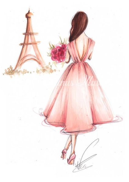 Нарисованные девушки в платьях