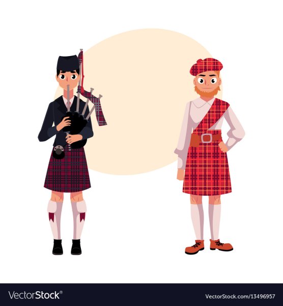 Национальная одежда Шотландии на белом фоне