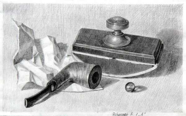 Мелкие бытовые предметы карандашом