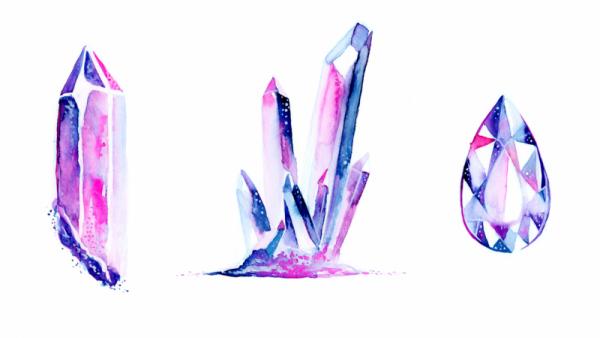 Кристаллы акварелью