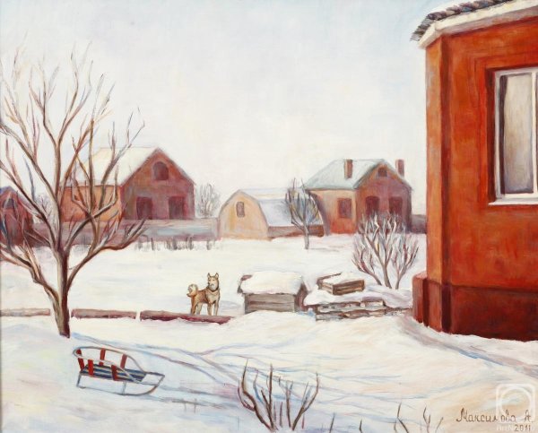 Зимний двор иллюстрация
