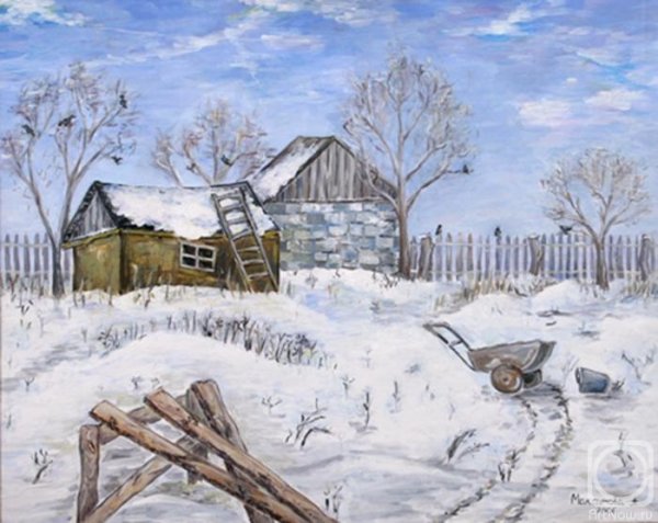 Зимний двор нарисовать