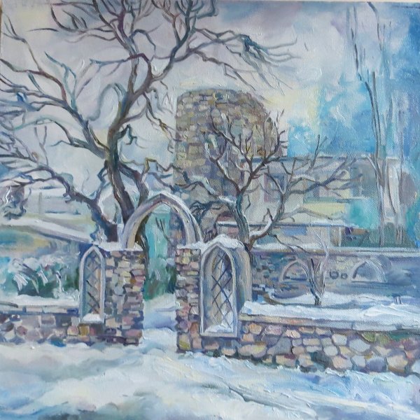 Зимний двор иллюстрация