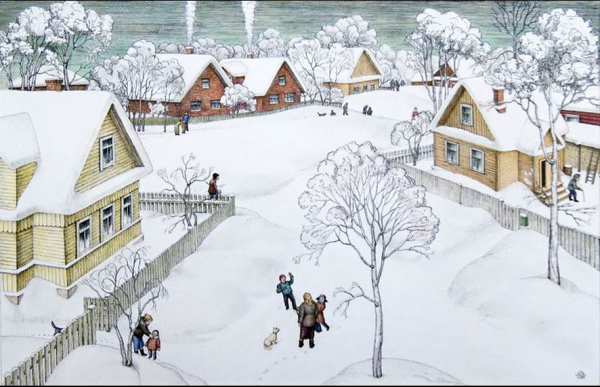 Джон Слоун зимний пейзаж
