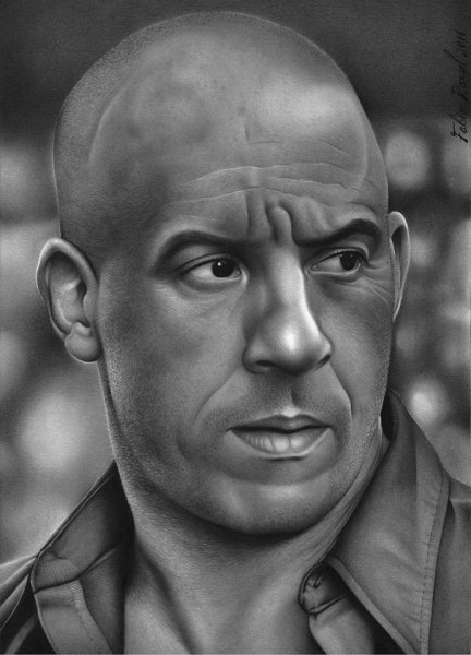 Вин дизель портрет карандашом