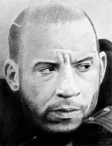 Вин дизель портрет карандашом