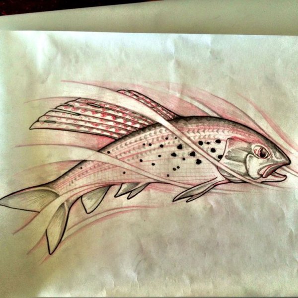Тату рисунок рыбы хариус