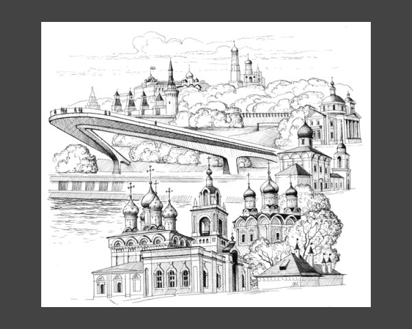 Раскраска Москва Зарядье