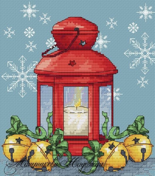 Вышивка новогодних фонариков