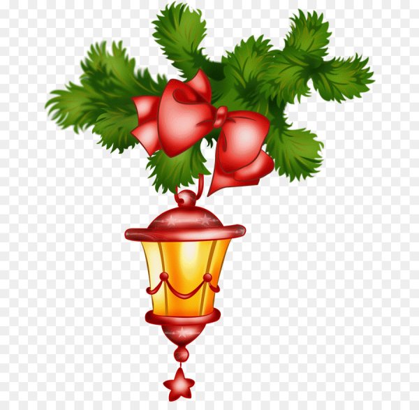 Новогодний фонарик на прозрачном фоне