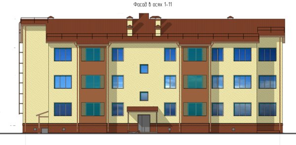 Фасады жилых многоквартирных трехэтажных домов