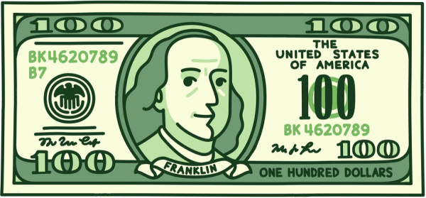 Купюра доллар из мультика