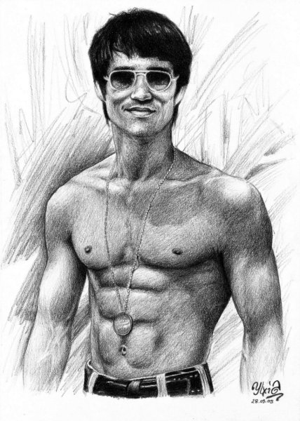 Брюс ли рисунок карандашом