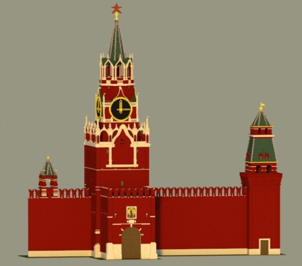 Спасская башня Московского Кремля рисунок для детей