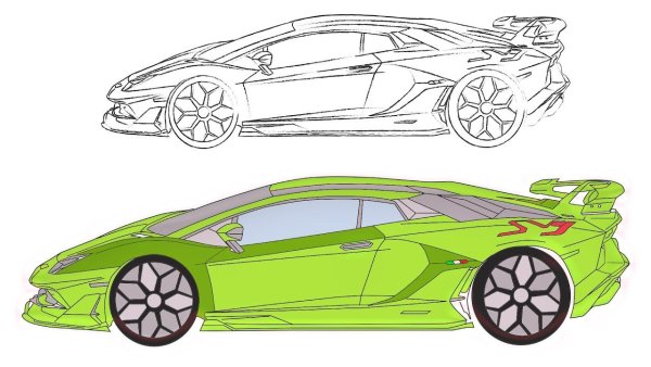Раскраска машины Ламборджини авентадор