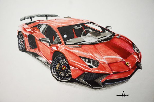 Lamborghini Aventador чертеж сбоку