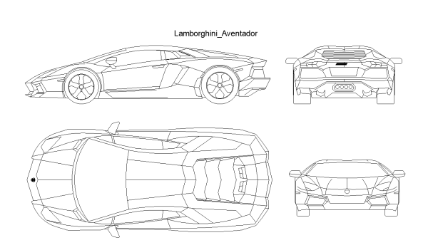 Нарисовать Ламборджини сбоку
