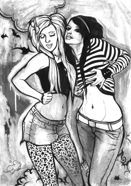 Две девушки рисунок