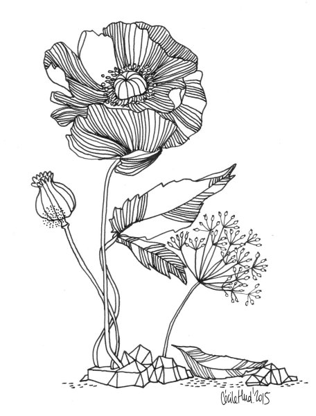 Стилизованные цветы Графика