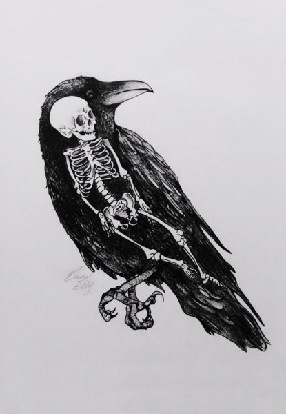 Nevermore ворон тату