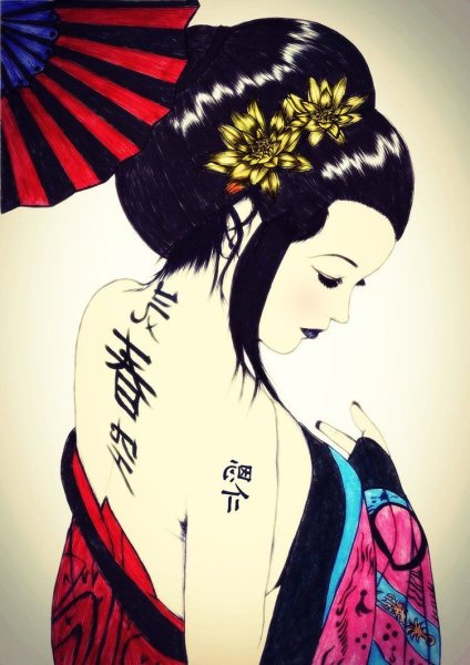 Японская живопись гейши Geisha Art гейша иллюстрация Japanese Art