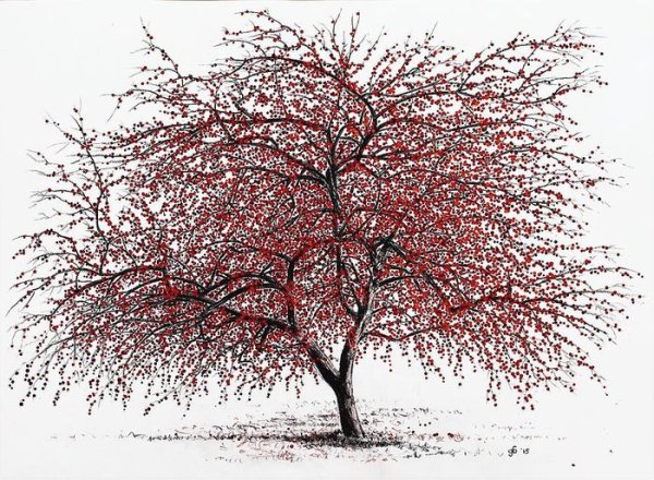 Вишня дерево рисунок