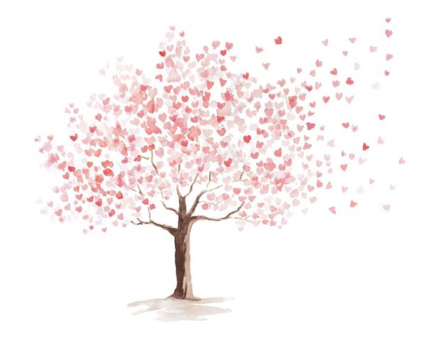 Дерево Сакура на белом фоне