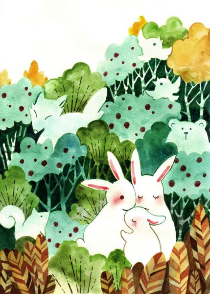 Семья кроликов арт