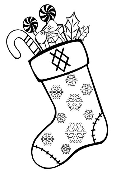 Рождественские носки раскраска