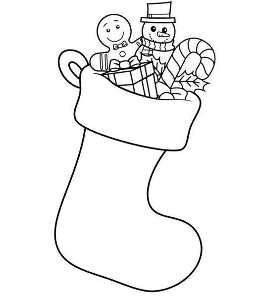 Новогодний носок трафарет